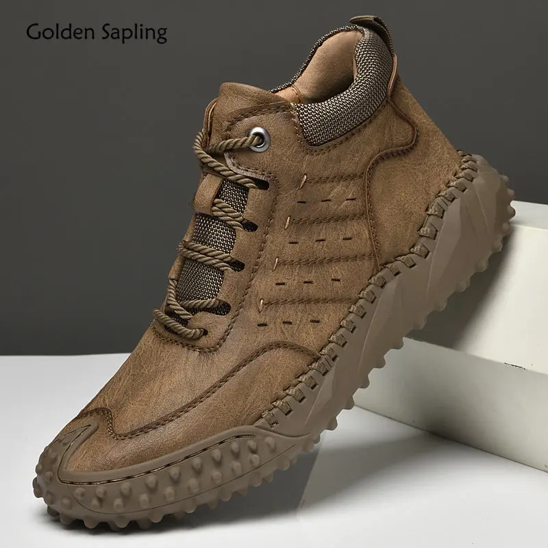 Aur Puiet Cizme de Iarna Retro în aer liber, Pantofi pentru Bărbați Clasice din Piele Încălțăminte de Moda pentru Bărbați Cizme de Cauciuc Moale Pantofi Casual