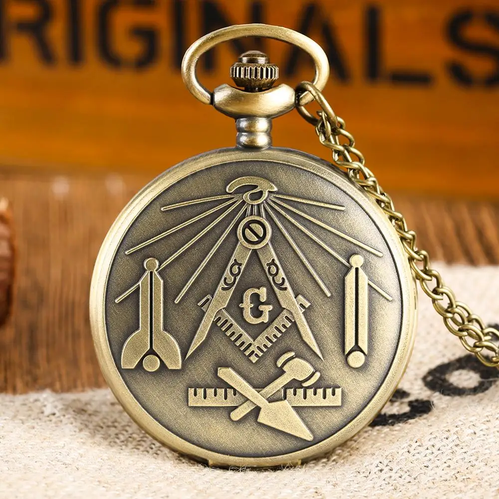Antic Francmason G Dial Chrome pătratului și Mason Masonice Colier Pandantiv Cuarț Ceas de Buzunar cele mai Bune Cadouri pentru Francmason 4