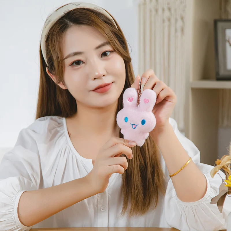 Kawaii 12CM Mini Fata cu Inima Soft Colorat Drăguț Bunny Ghiozdan Agățat Papusa Anul Iepurelui Mascotă de Pluș Cheie Inel Cuplu Cadou 4