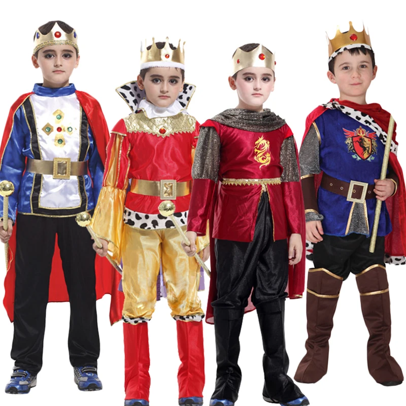 De Halloween, Regele Prințul Cosplay Costum Cu Pelerina pentru Copii, de Crăciun, de Anul Nou Costum de Carnaval pentru Baieti Partid Rochie de Până 0