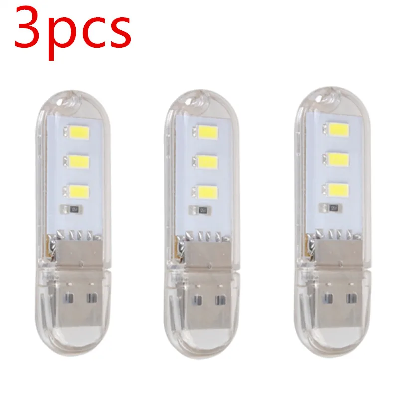 3pcs/lot Mini USB Portabil LED 5V 3 LED SMD Masă Lampă de Birou de Carte Lanterna Lumina de Noapte pentru Putere Banca Laptop Camping