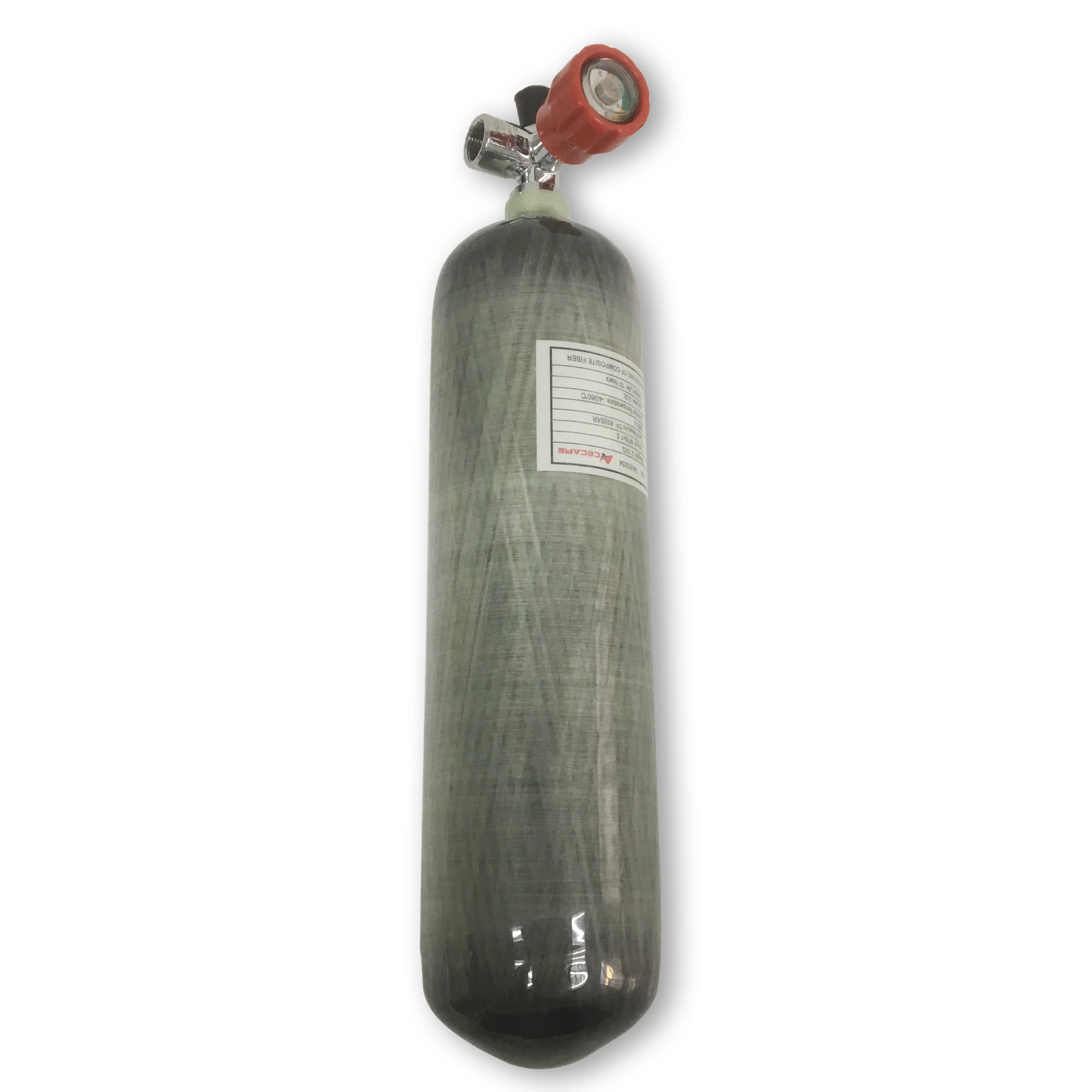 AC10311 3L CE 4500Psi Fibra de Carbon Rezervor de Aer/Butelie de Gaz și Roșu Supapa Balon Cu Comprimate 3