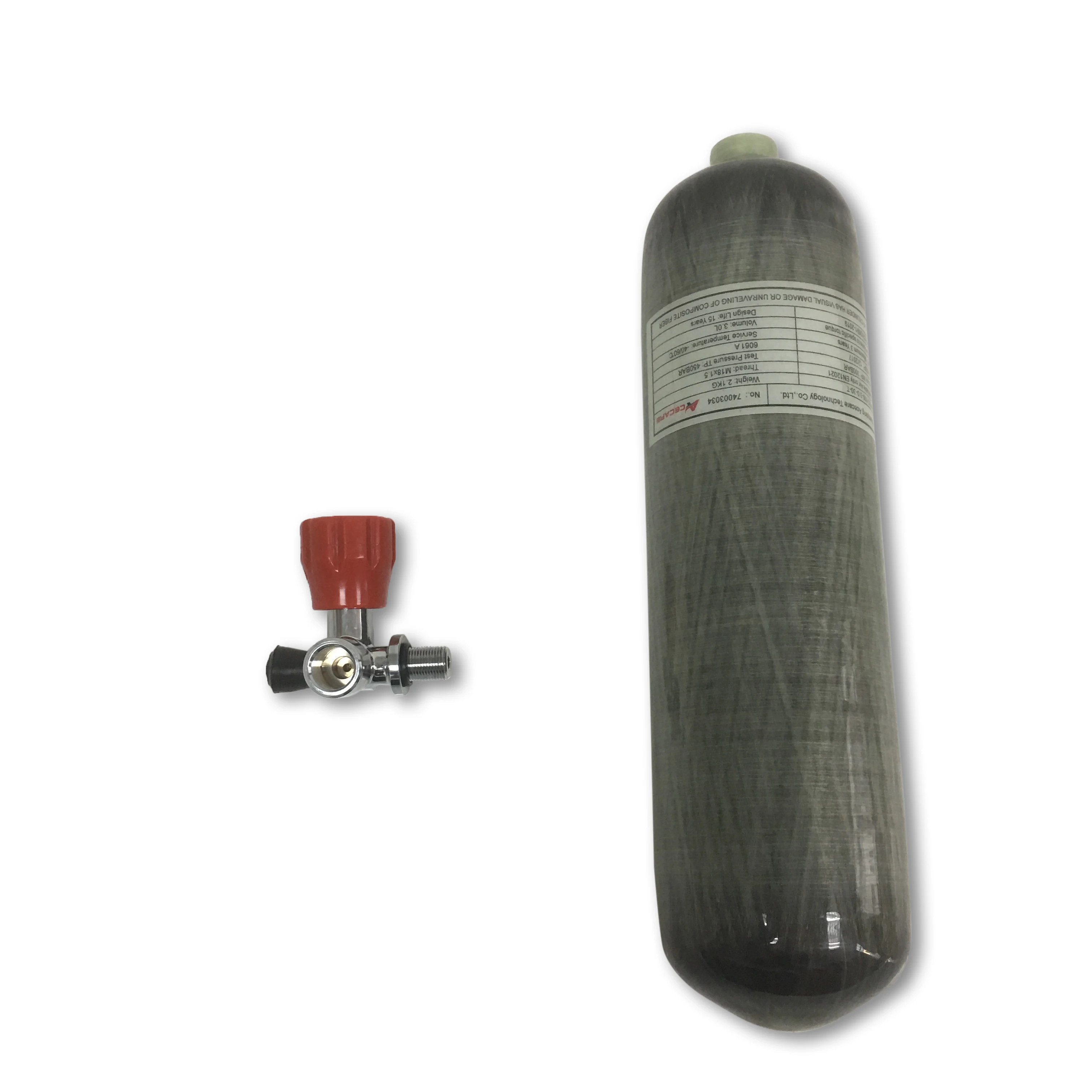 AC10311 3L CE 4500Psi Fibra de Carbon Rezervor de Aer/Butelie de Gaz și Roșu Supapa Balon Cu Comprimate 4