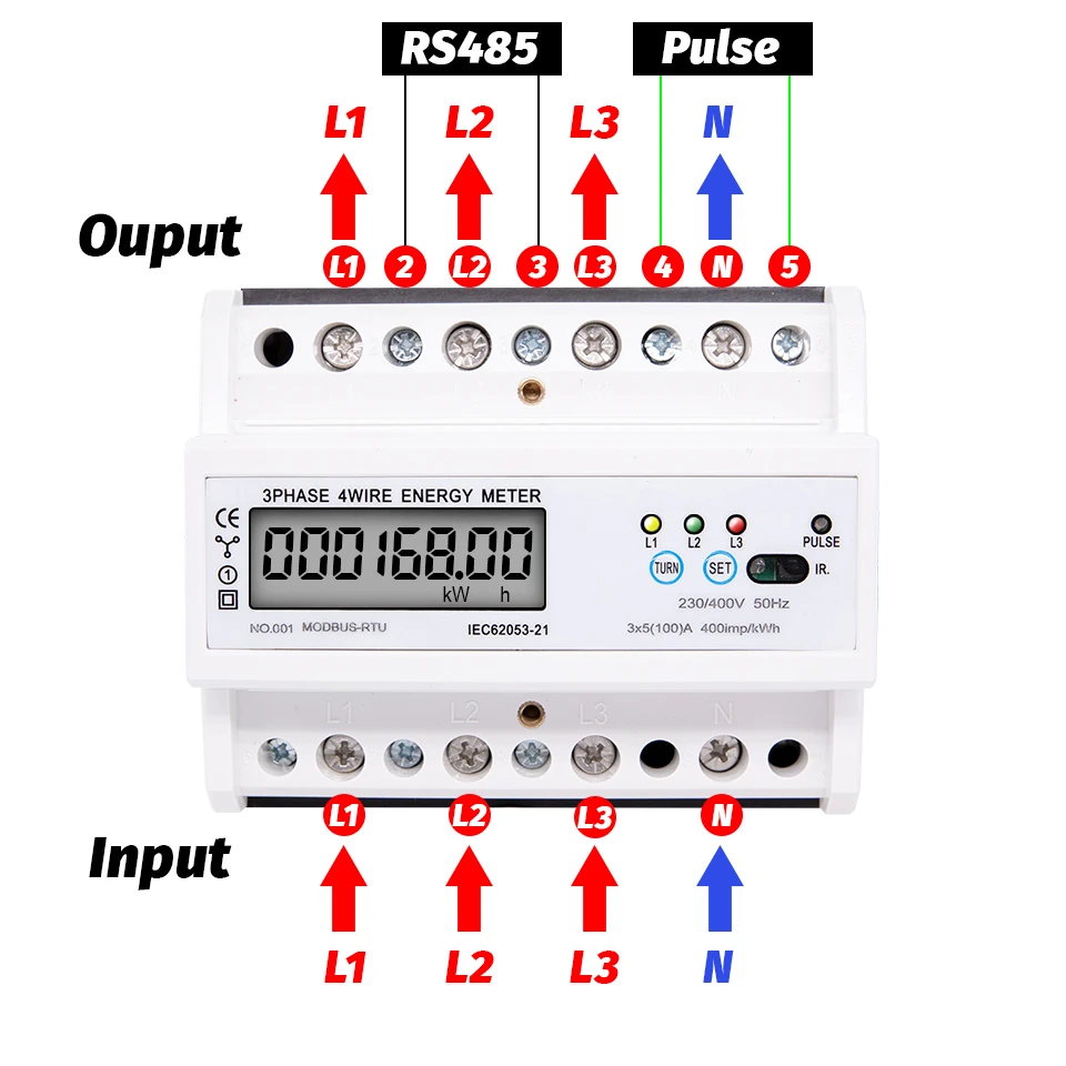 RS485 Șină Din Electric trifazat Contor de Energie Consum de Energie kWh Tensiune de Curent Wattmeter Monitor Modbus RTU 380V 400V 1