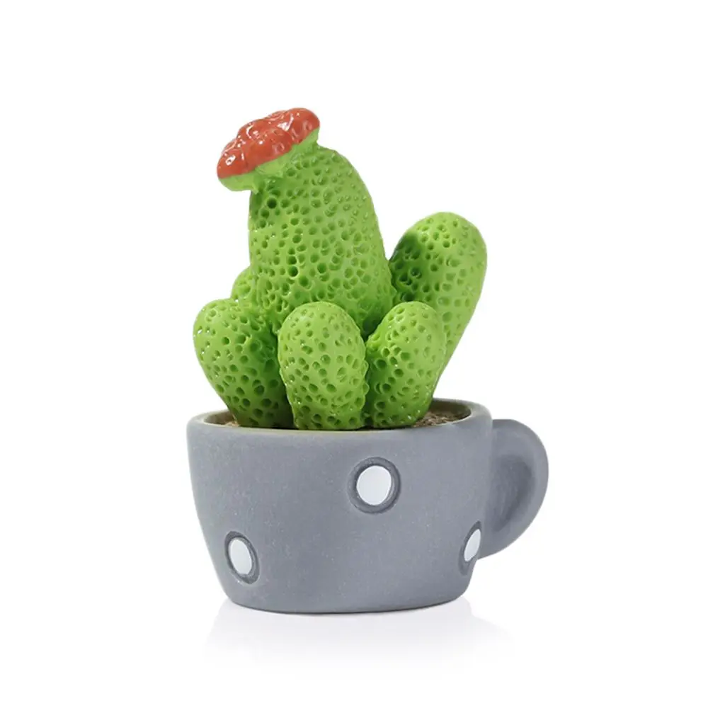 Mini Desene Animate Floare De Cactus Oală Figurine De Rasina De Plante Suculente Zână Grădină Micro Ornamente Mini Sculptura Meserii Decor 4