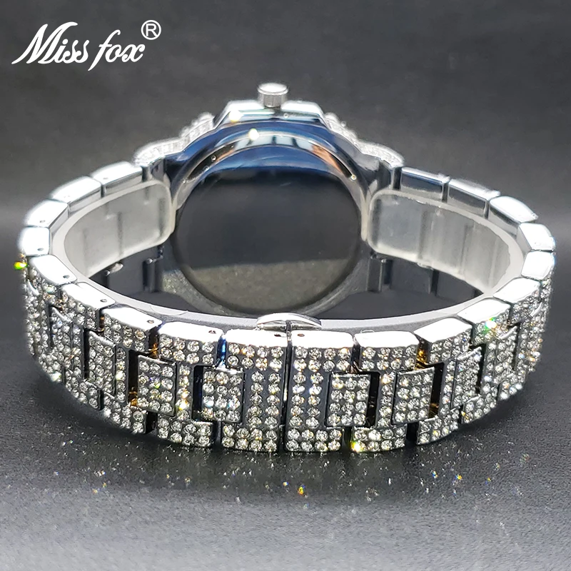 Bărbați Ceasuri de Lux, Design Clasic, Plin de Diamant Pătrat Ceas de Mână rezistent la apă Hip Hop Cuarț Ceas Pentru Barbati Cu Transport Gratuit 3