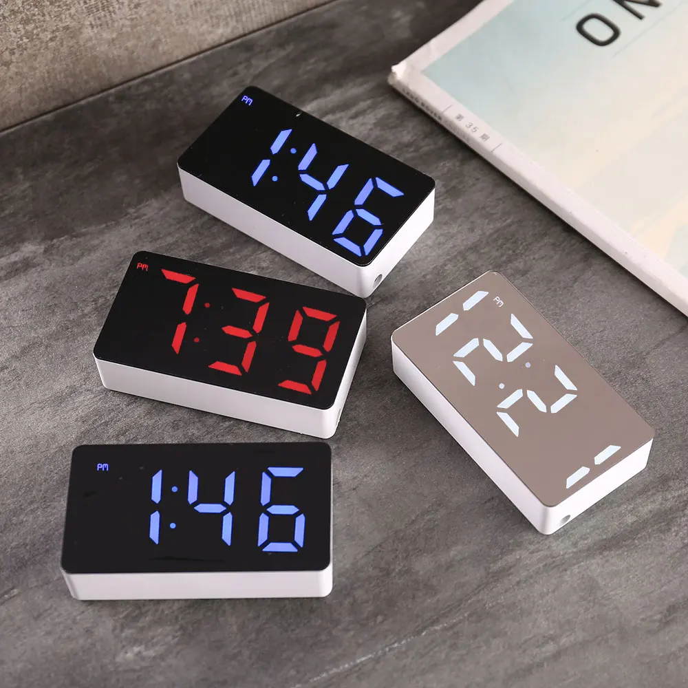 Alarmă Ceas De Perete Mobilier Acasă Ceas Electronic De Birou Digitale De Decorare Dormitor Desktop Accesorii Inteligente Ore Led-Uri Oglindă 0