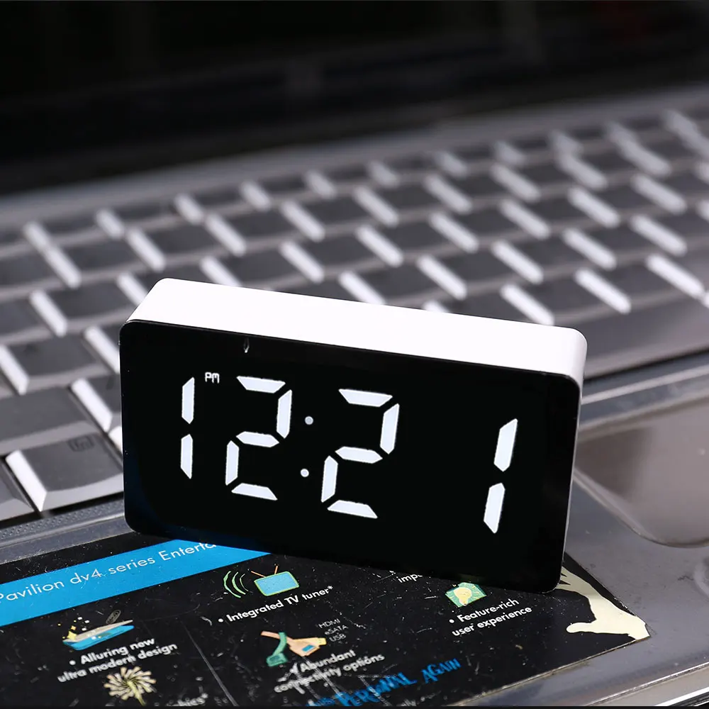 Alarmă Ceas De Perete Mobilier Acasă Ceas Electronic De Birou Digitale De Decorare Dormitor Desktop Accesorii Inteligente Ore Led-Uri Oglindă 3