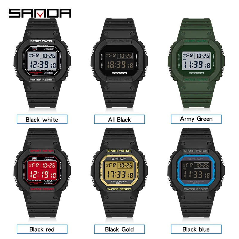 SANDA Sport în aer liber, Ceas Digital Bărbați Ceasuri Sport Pentru barbati Funcționare Cronometru Militare LED Ceas Electronic Încheietura Ceasuri pentru Bărbați 3