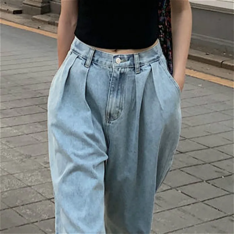 Blugi Femei Vrac de Agrement de Moda Chic Full-length Toate-meci de Talie Mare Simplu Streetwear Elevii Stil coreean Femme Pantaloni 5