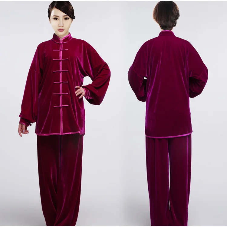 Bărbați Femei Catifea Îngroșat Cald Îmbrăcăminte Tai Chi Kung Fu Costum De Arte Martiale Uniformă Exercițiu De Dimineață Taiji Wushu Îmbrăcăminte De Iarnă
