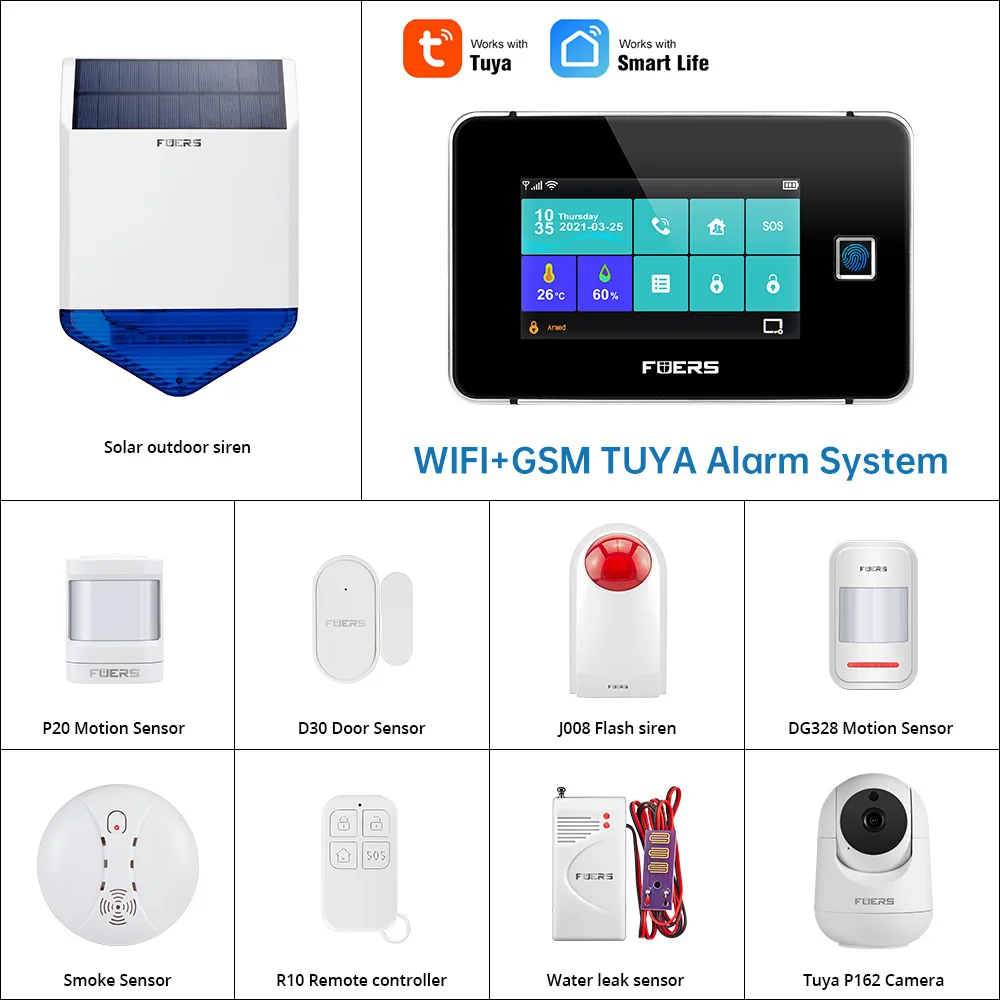 Fuers G60 Inteligent de Alarmă Acasă cu Amprenta WIFI GSM Sistem de Alarma de Securitate Kit cu Alexa Tuya Smart Senzor de Mișcare de Alarmă Antifurt