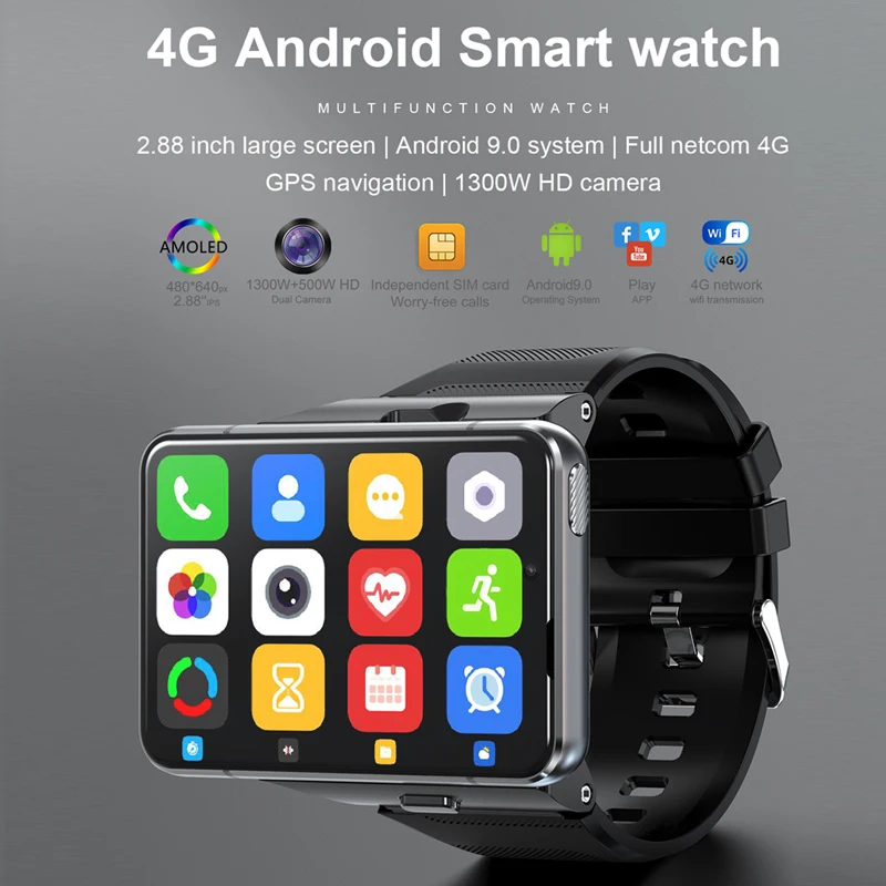CanMixs 4G Ceas Inteligent GPS Wifi 4G 64G Smartwatch Bărbați Camere Duble Smartwatch Android 9.0 Cartela Sim de Monitorizare a ritmului Cardiac S999 1