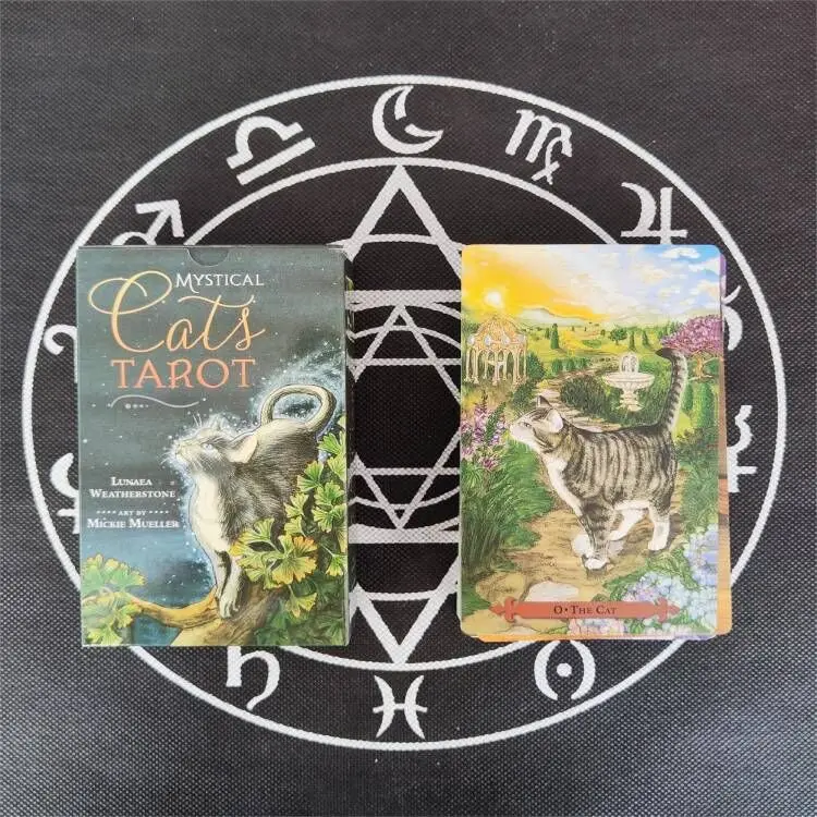 12X7 cm Mistică Pisici cărți de Tarot, jocuri de masă Versiune în limba engleză de tarot