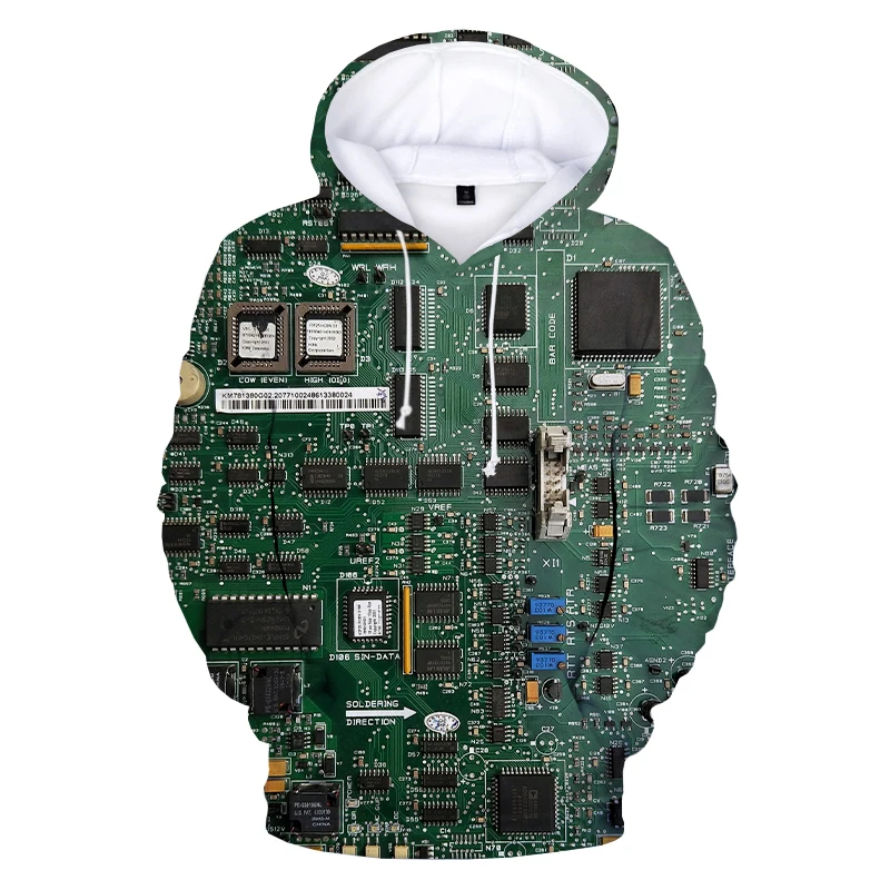 2021 Nou Cip Electronic 3D Barbati Hanorace Placa de Circuit Imprimat Jachete cu Glugă Bărbați Femei de Moda Casual Amuzant Hoodie 4