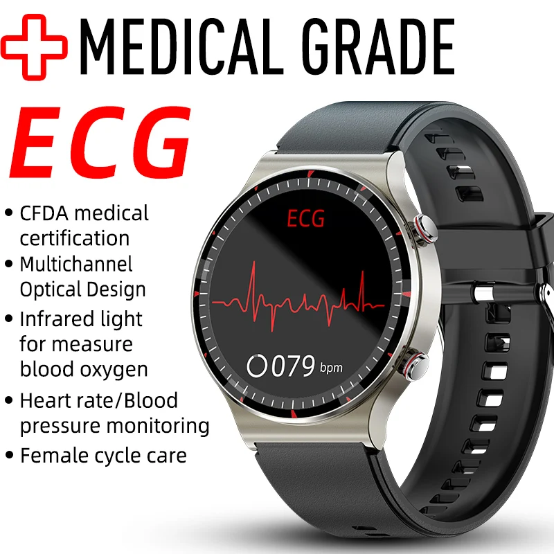G08 Grad Medical ECG Monitor de Sănătate Ceas Inteligent Bărbați Femei mai multe Canale Optice Temperatura Corpului, Presiunea Sângelui SpO2 Smartwatch 2
