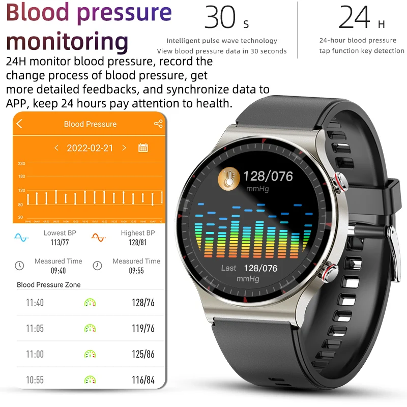 G08 Grad Medical ECG Monitor de Sănătate Ceas Inteligent Bărbați Femei mai multe Canale Optice Temperatura Corpului, Presiunea Sângelui SpO2 Smartwatch 5