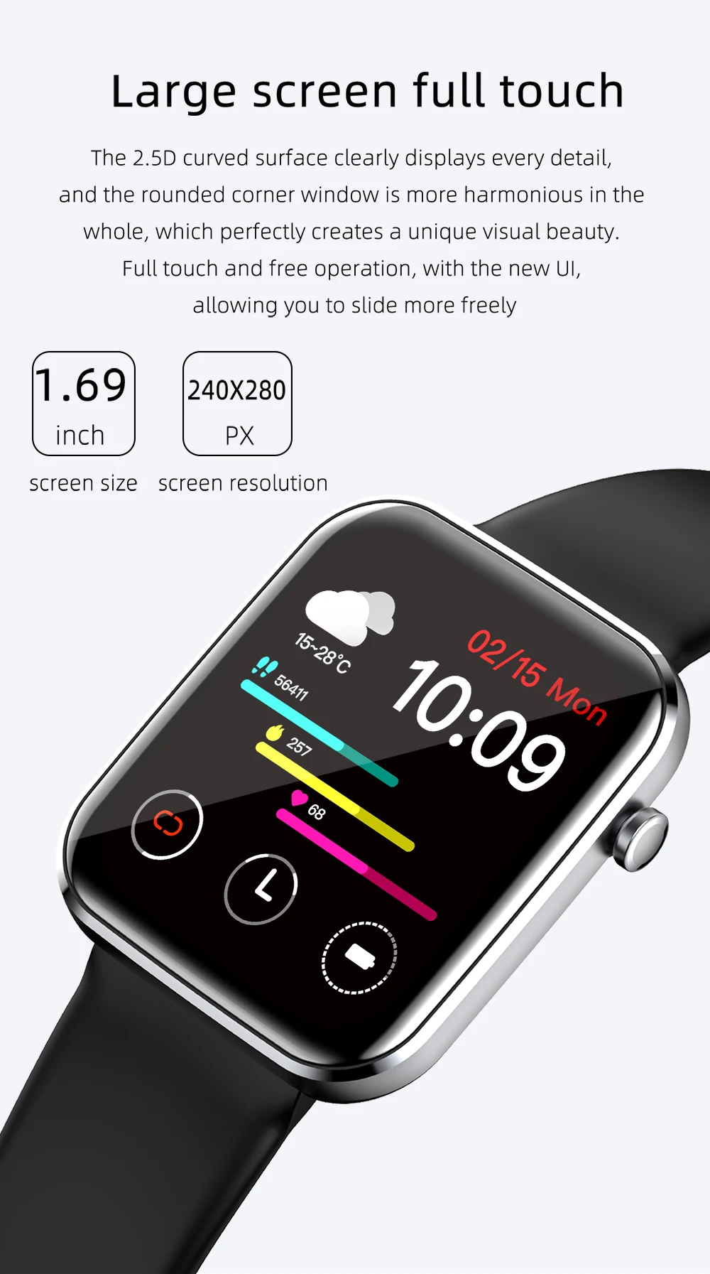 NOI 2022 1.69 Inch Smartwatch Oameni Complet Tactil Multi-Modul Sport Cu Smart Watch Femei Monitor de Ritm Cardiac Pentru iOS Android 2