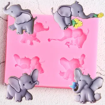 3D Elefant Mucegai Silicon Floare Trandafir Păsări Bomboane de Ciocolată Matrite DIY Baby Cupcake Ziua Fân Tort Fondant Instrumente de Decorare