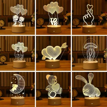 3D Lampa de Noapte Desktop Lumina de Noapte Băieți și Fete, Vacanță, Ziua Îndrăgostiților Cadou de Nunta Decorative Dormitor Noptieră Lampa