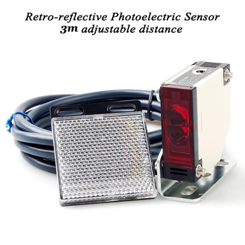 3m NU NC Retro-reflectorizante Senzor Fotoelectric Fotocelula întrerupător-Detector de Mișcare Electrice de Proximitate senzor de Alarmă de Securitate