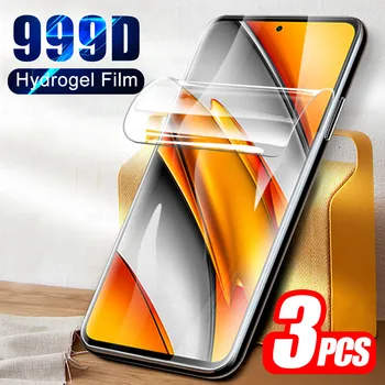 3pcs Hidrogel Moale Film Pentru Xiaomi Poco F3 M3 Pro X3 NFC Pocco Pocophone Poko Poxo F X M 3 de Protecție Ecran Protector de Sticlă Nu