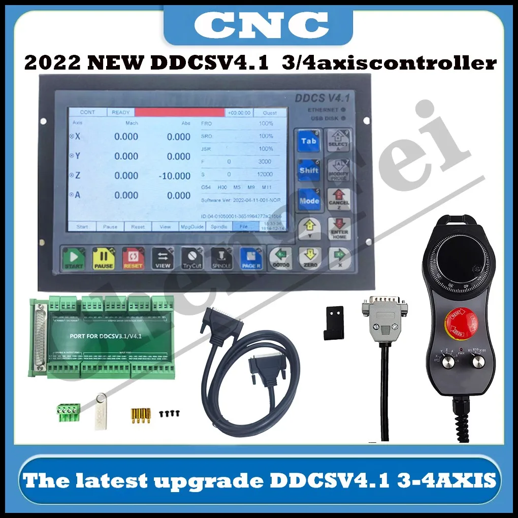 CNC cele mai Noi DDCSV4.1 3/4 Axa G Cod CNC Offline Sta Singur Controler Pentru Gravura Mașină de Frezat Cu E-Stop MPG roata de mână 0