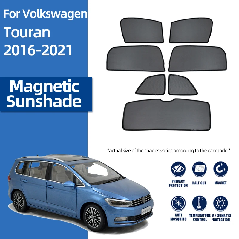 Pentru Volkswagen VW Touran 2015-2021 Magnetice Auto Parasolar Scut Parbriz Fata-Spate, Copilul Geam Lateral parasolar Visor Cortina