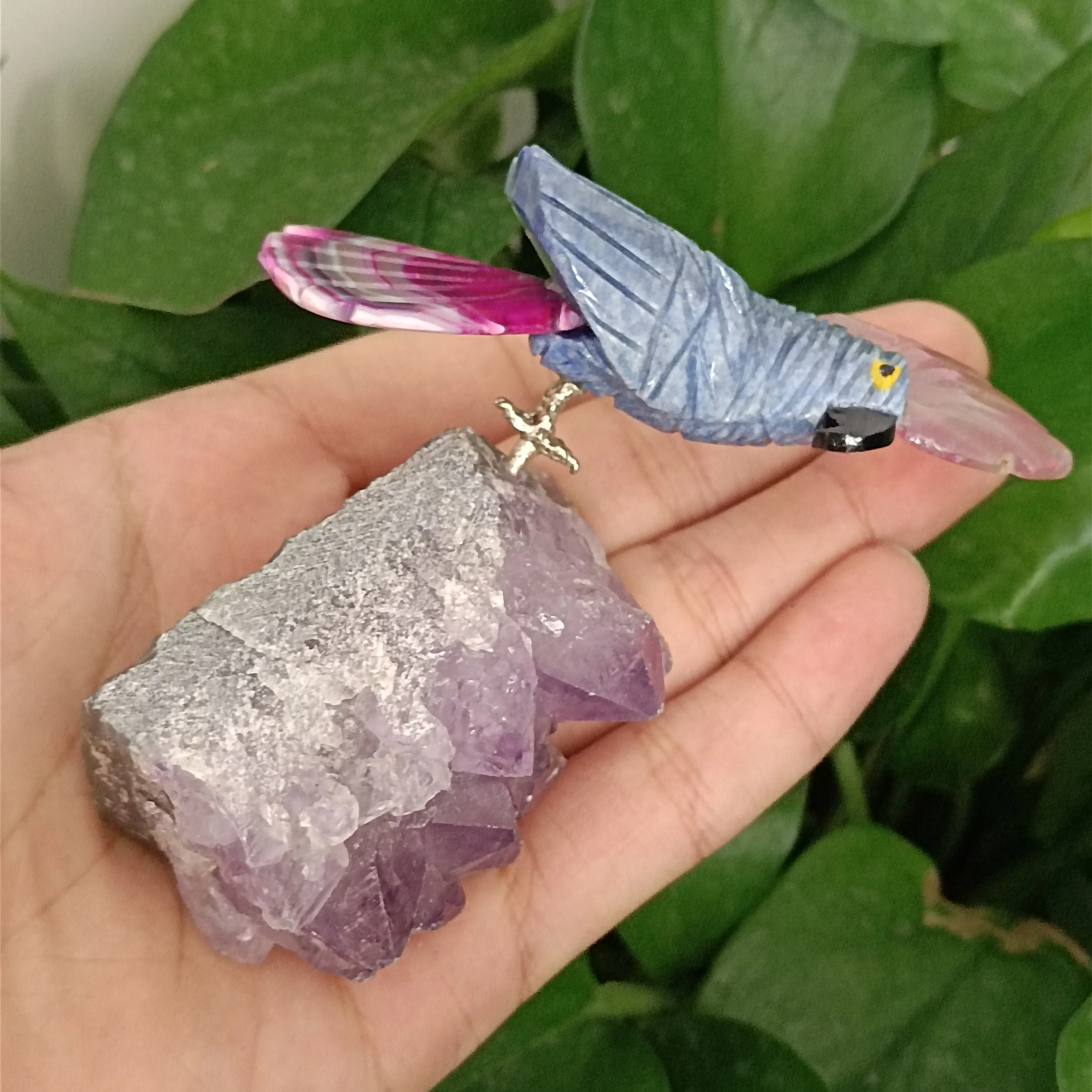 1 buc piatră prețioasă Naturale cristale sculptate pasăre Figurina ametist cluster de Cristal de Cuarț Papagal pentru decor acasă 2