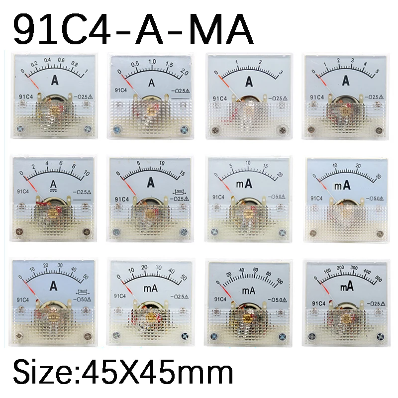 91C4 Ampermetru Analogic DC 1A 2A 3A 5A 10A 20A 30A 50A 100A 200A 300A 500A Panou Mecanic Tip Pointer Amper Metru Metru Curent