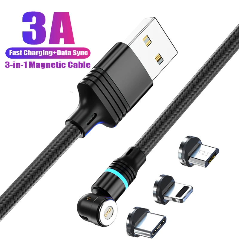 540 de Grade Roating Magnetic USB Cablu de Încărcare Rapidă USB de Tip C, Telefon, televiziune prin Cablu Magnet Încărcător Taxă de Date Micro USB 11 Pentru Xiaomi F