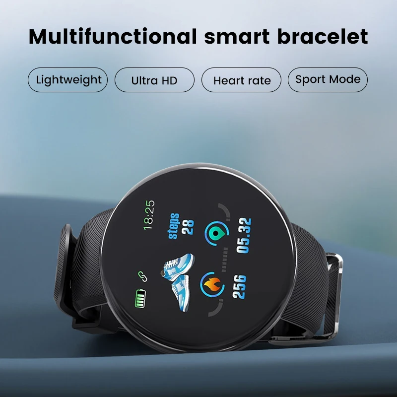 D18 Inteligent Ceas Digital Bărbați Femei Bluetooth Tracker de Fitness Brățară Sport Rata de Inima Tensiunii Arteriale pentru Android iOS Copil să privească 2