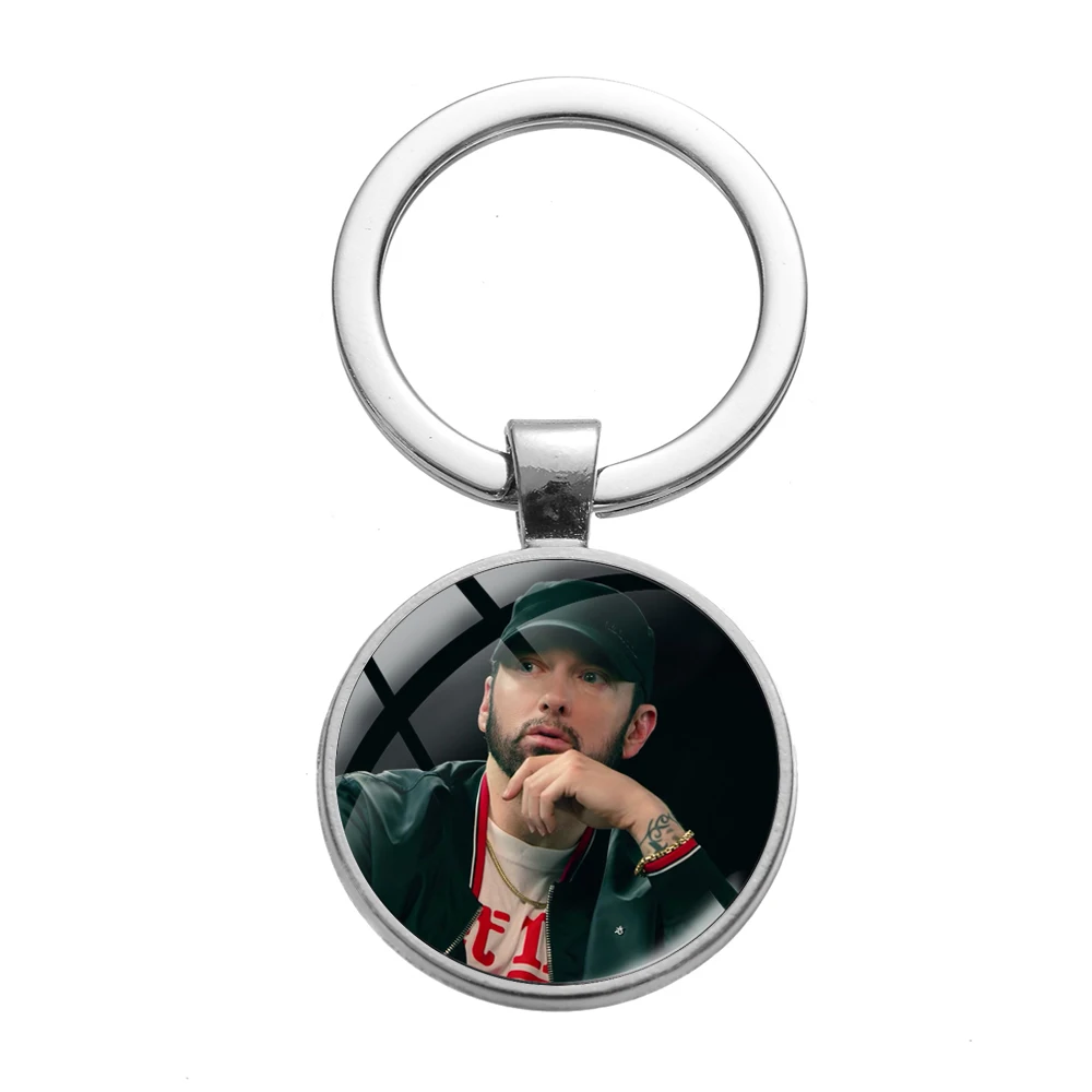 Hip Pop Star Rap Eminem-Cheie De Lanț De Artă Din Sticlă Foto Cabochon Pandantiv De Metal Breloc Cheie Accesorii Artizanat, Cadouri De Moda