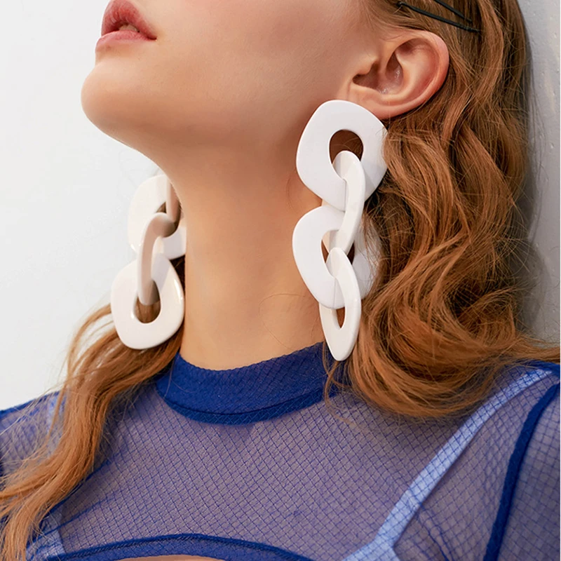 AENSOA Noua Moda de Mare Acrilice Geometrice Picătură Cercei la Modă Vintage Rășină Lanț Lung Legăna Cercei pentru Femei Partid Bijuterii