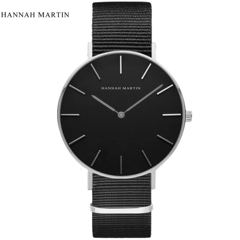 Hannah Martin Brand de Lux Ceasuri Bărbați Femei Neutru Moda Casual Ceas din Piele de Nailon Cuarț Încheietura ceas relogio masculino 5