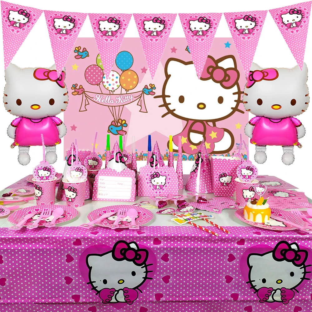 20Person Hello Kitty Pungi de Cadouri Cat de Desene animate Drăguț Baloane Saci de Hârtie de Ambalaj Cadou pentru Fete Petrecerea de Ziua Decration