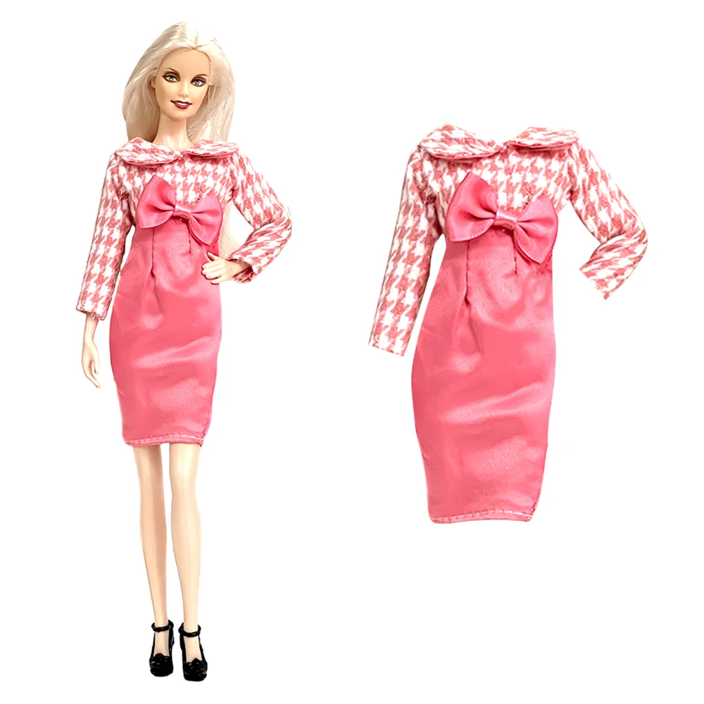 NK 1 Set de Moda Rochie Roz Pentru 1/6 Papusa Tinuta Subțire Fusta Cu Papion Partid Modern Haine pentru Barbie Papusa cu Accesorii de Jucarie