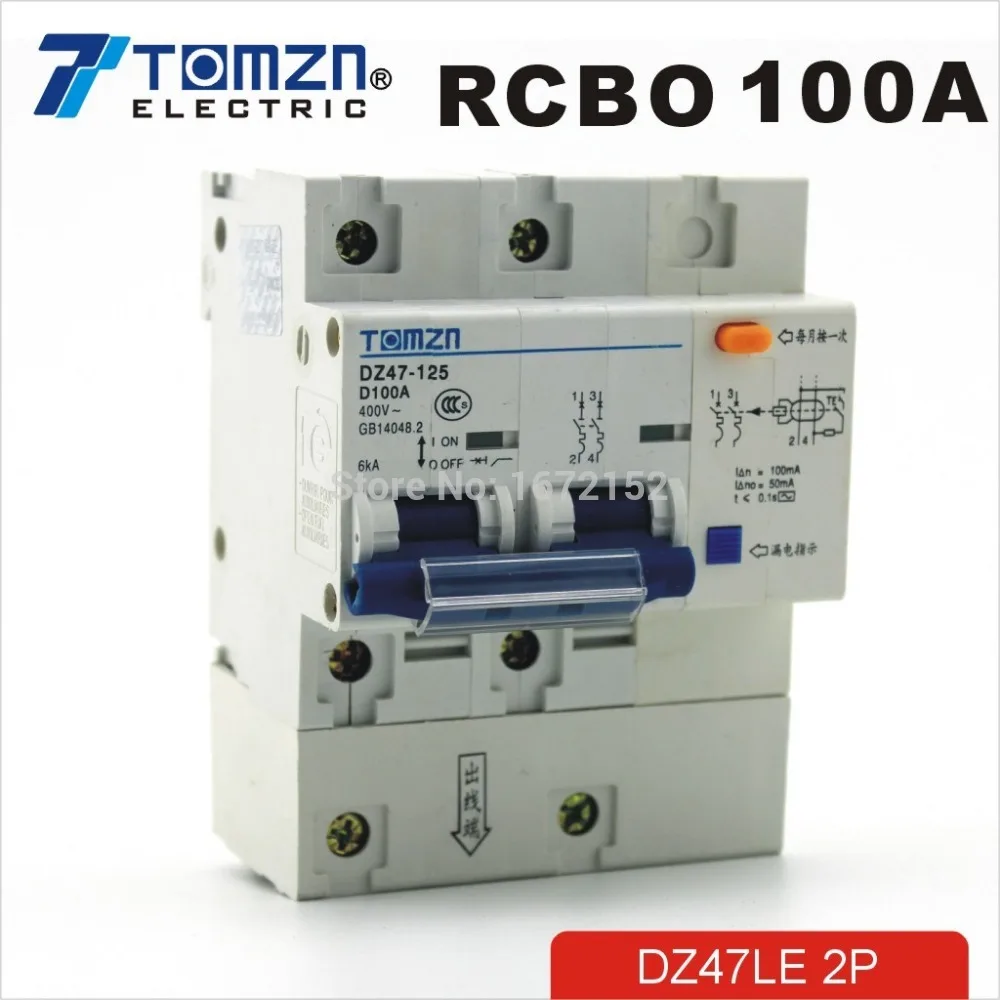 DZ47LE 2P 100A tip D 400V~ 50HZ/60HZ curent Rezidual întrerupător de Circuit cu peste curentă și protecție de Scurgere RCBO