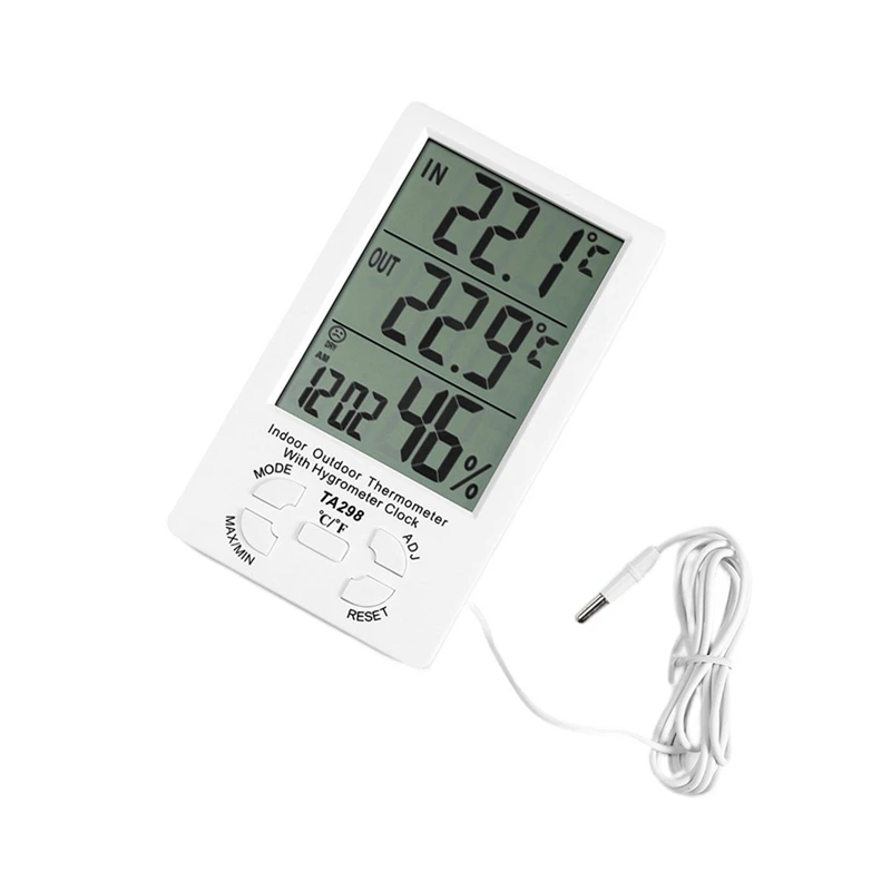 1 BUC Portabil LCD Temperatura Umiditate Metru Interioară în aer liber Termometru Higrometru Cu Ceas cu Alarmă