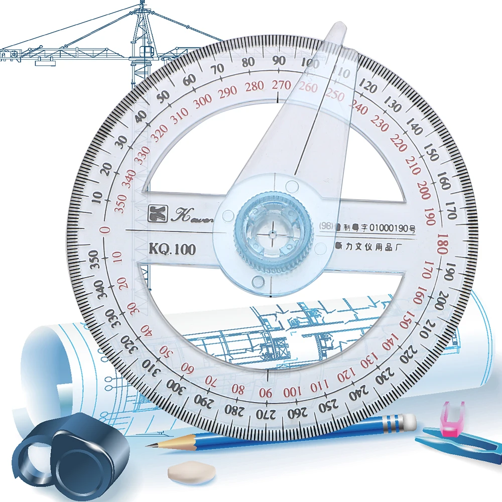 DIYWORK de Măsurare Instrumente de 360 de Grade Indicator Raportor Rigla din Plastic Pentru Birou Școală 10cm Circulară Swing Arm Angle Finder 5