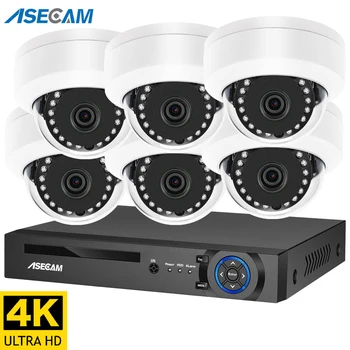 4K Ultra HD 8MP Camera de Securitate de Sistem h.265 POE NVR Kit CCTV de Exterior Metalic Alb Dome de Supraveghere Video K10 Camera IP Set