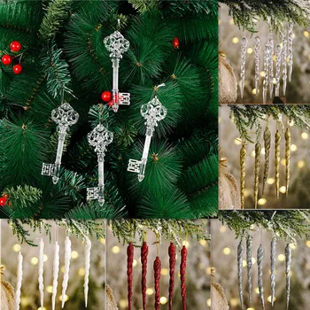 4pieces de transparent fulg de nea cerb pandantiv Navidad acasă simulare ornamente pentru pomul de Craciun fals sloi de gheață recuzită 2022 Anul Nou