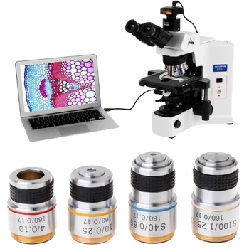 4X, 10X, 40X și 100X biologische microscoop achromatische objectieflens, microzoom, de înaltă definiție