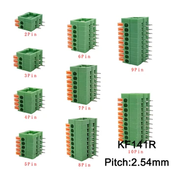 5/10buc KF141R Unghi Drept PCB Terminal Block KF141R 2.54 mm Pas 2P-10Pin PCB Montat Primăvară fără șuruburi Conector pentru 26-20 AWG 4