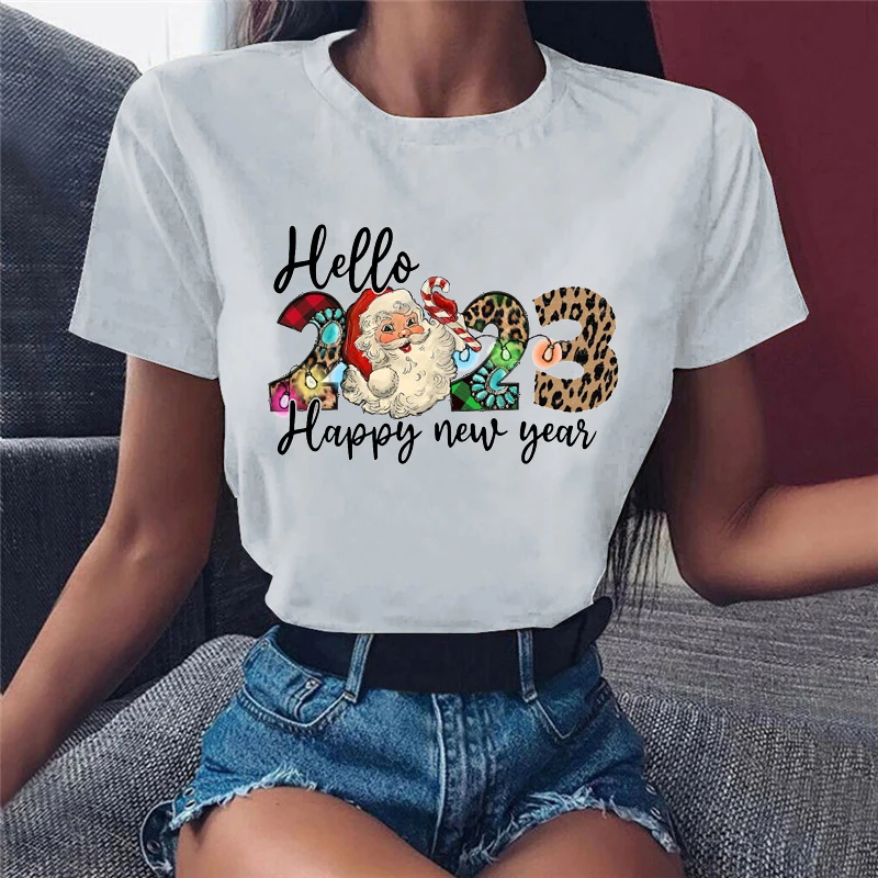 Unicorn Moș Crăciun Bună ziua 2023 Crăciun Fericit, Anul Nou T-Shirt Femei Haine Femei Haine cu Maneci Scurte T-Shirt ' 90 Topuri 0