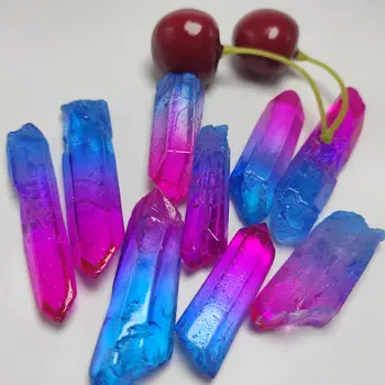 50g de Galvanizare Albastru și Roz Titan Aura Cristal Lemurian Bagheta Punct de Vindecare Piatra de Cristal Pietre Naturale și Minerale