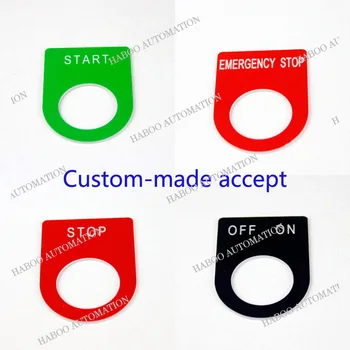 50pcs/lot eticheta pentru comutator buton plăcuța de identificare personalizat accepta pe off oprire de urgență eticheta de pe panoul dimensiune 16MM,22MM,25MM,30MM