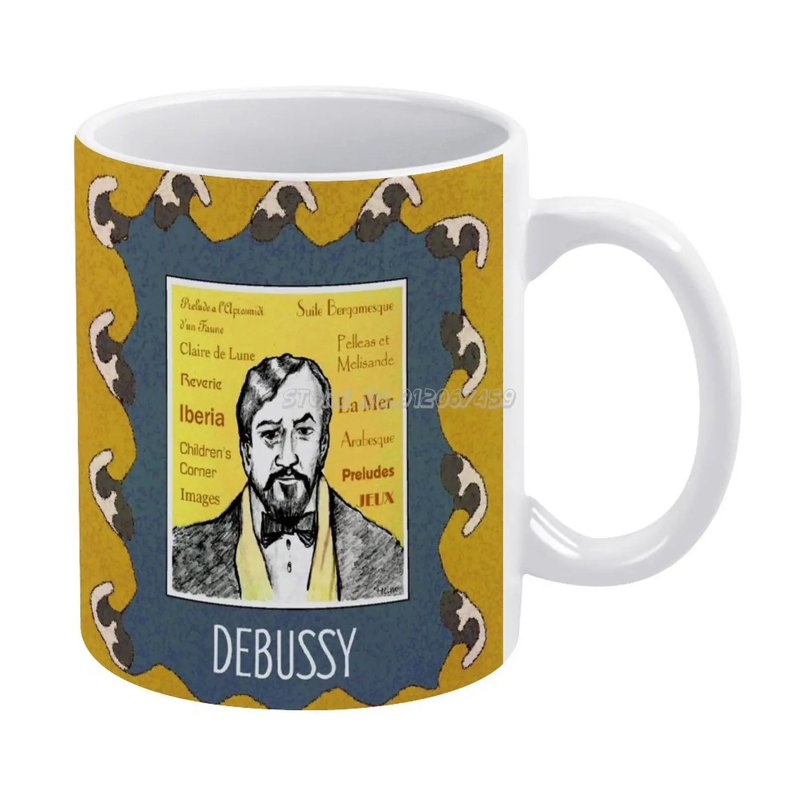 Claude Debussy Cani de Cafea 330ml Creative Halbă de Călătorie și Cupa Birou Drinkware Cani Tazza Portret Pian de Debussy Pianist, Compozitor