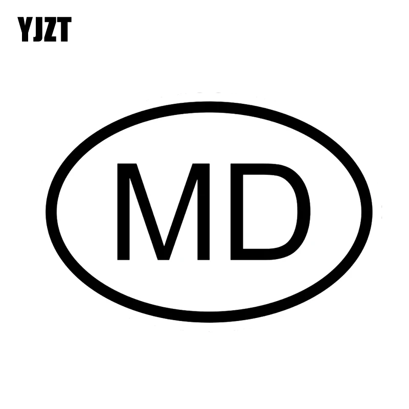 YJZT 14,4 CM*9.7 CM MD MOLDOVA CODUL de ȚARĂ OVAL MASINA DECAL AUTOCOLANT VINIL Negru Argintiu C10-01361