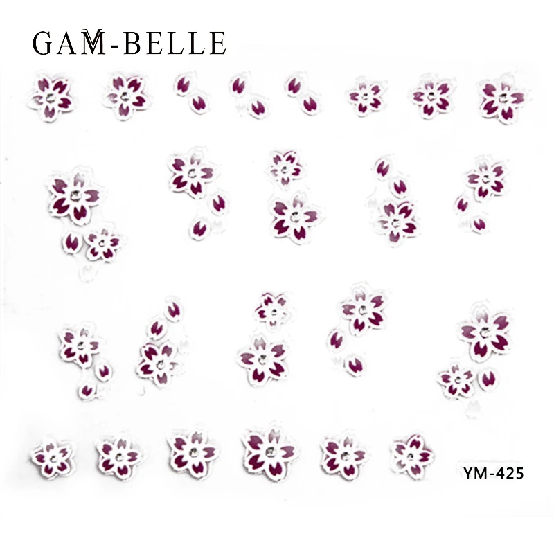 GAM-BELLE 3D Relief Unghii Autocolant de Argint Trandafir Rosu Floare Fluture de Design de Unghii Decalcomanii de Adeziv Tatuaj Manichiura Instrument de Decor